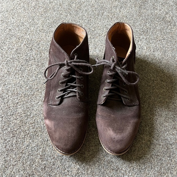 BDG Urban Outfitters Brown Suede Lace Up Ankle Boots Wooden Sole Womens Size 8.5 - Picture 2 of 12